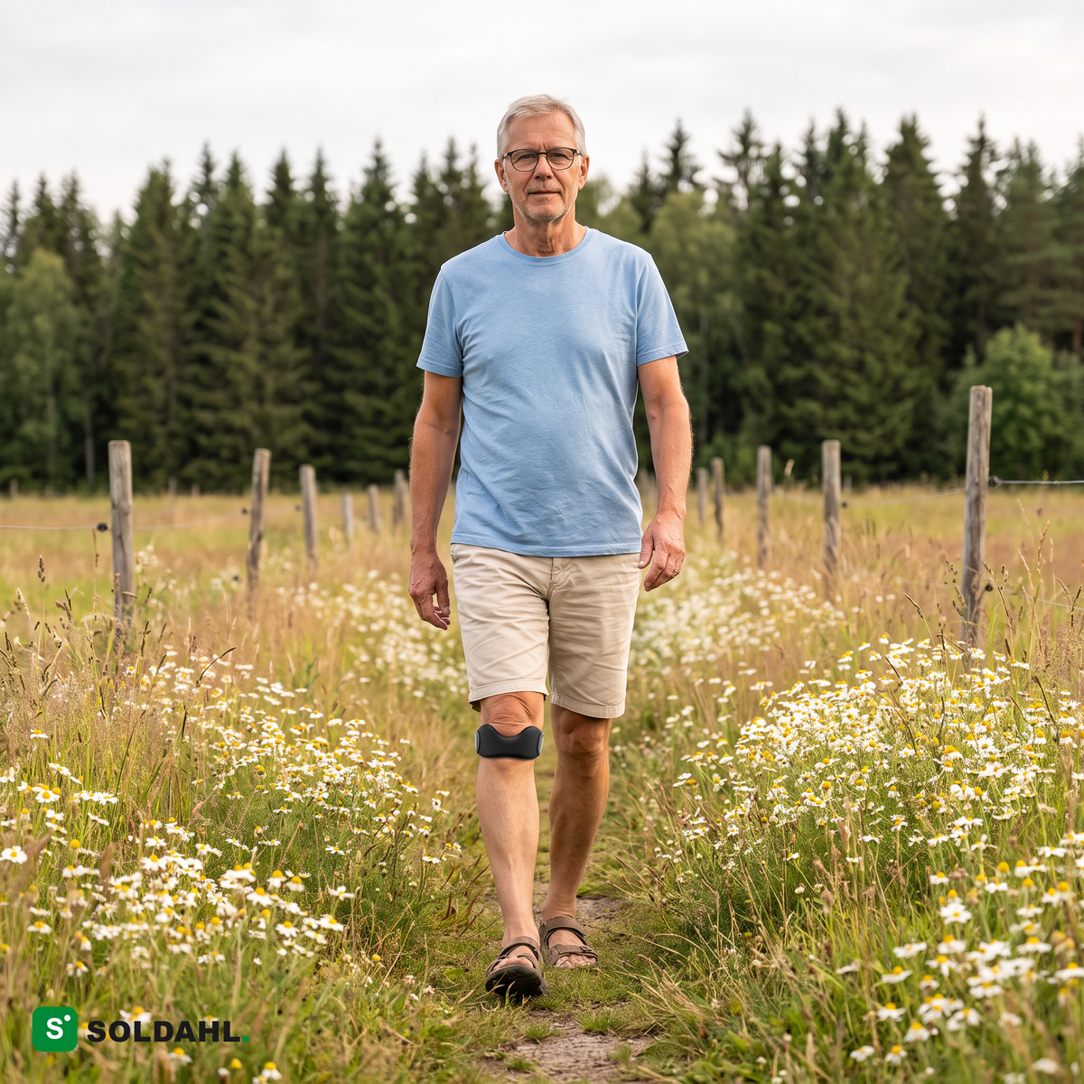 Soldahl Vidare kävelyllä kesäisellä laitumella