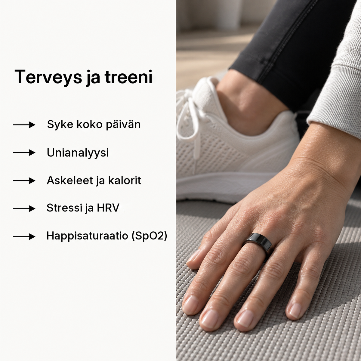 Älysormus mittaa sykettä, unta, askeleita ja HRV:tä