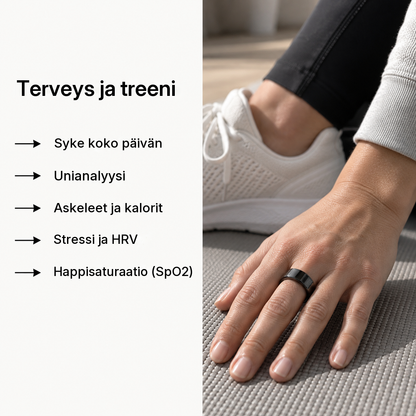 Älysormus mittaa sykettä, unta, askeleita ja HRV:tä