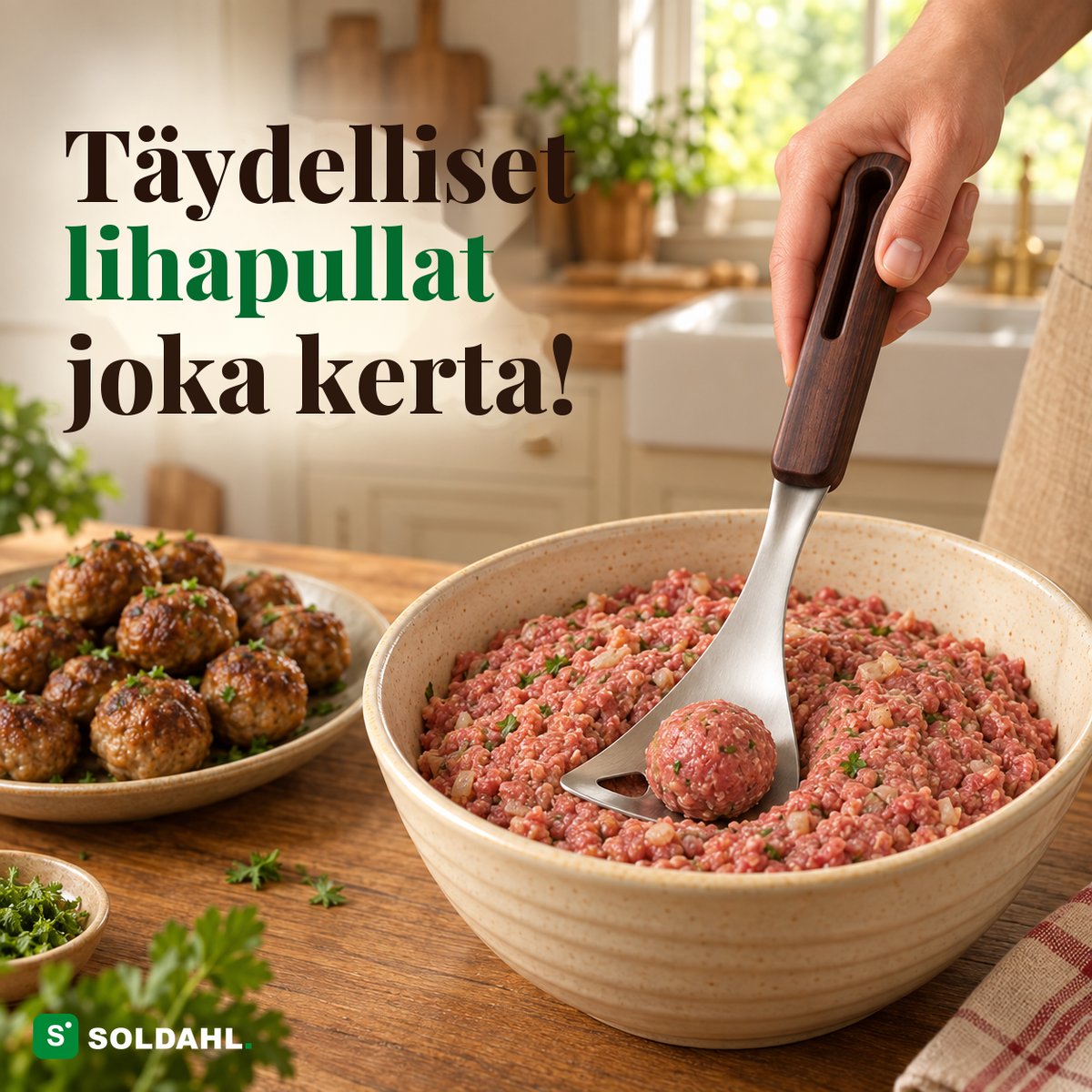 Täydelliset lihapullat joka kerta, Soldahl Bullen lihapullalusikka keittiössä