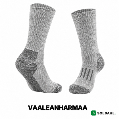 Työsukka vaaleanharmaa meleerattu, sivulta ja takaa