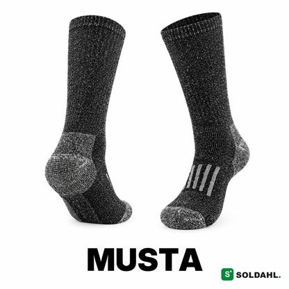 Työsukka musta meleerattu, sivulta ja takaa