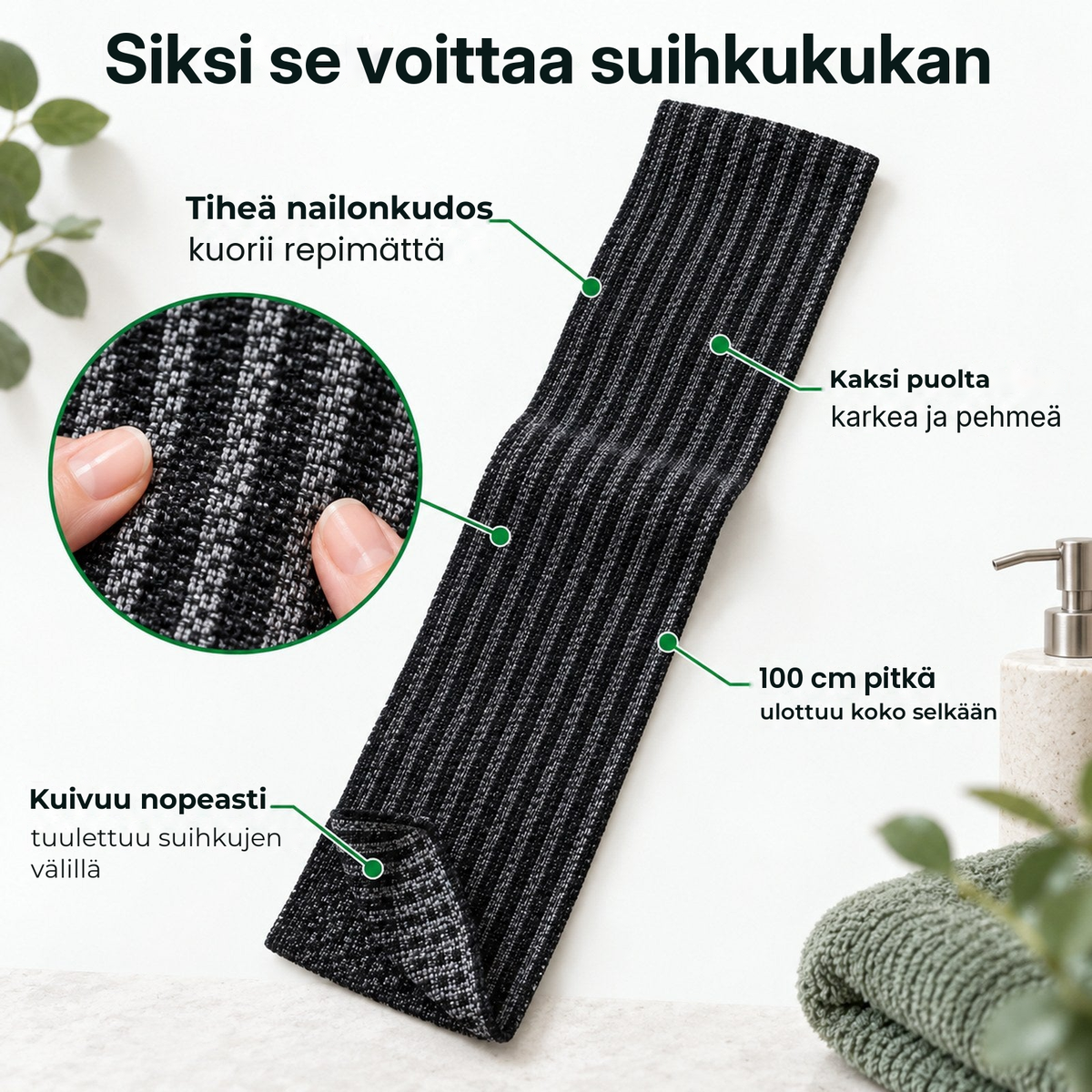 Kuorintapyyhe ja neljä selitettyä ominaisuutta: kudos, kaksi puolta, pituus ja kuivumisaika