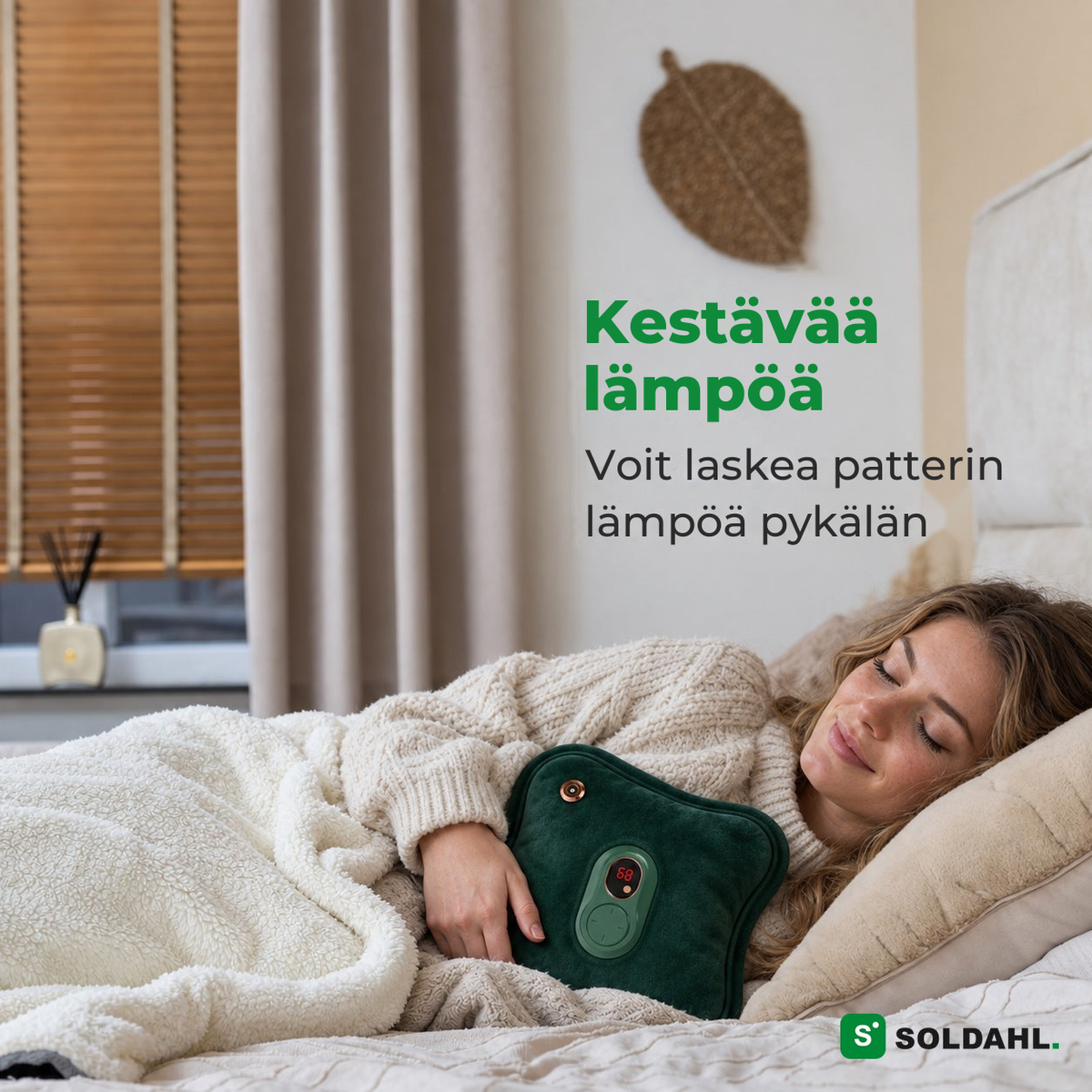 Lämpöpullo sängyssä