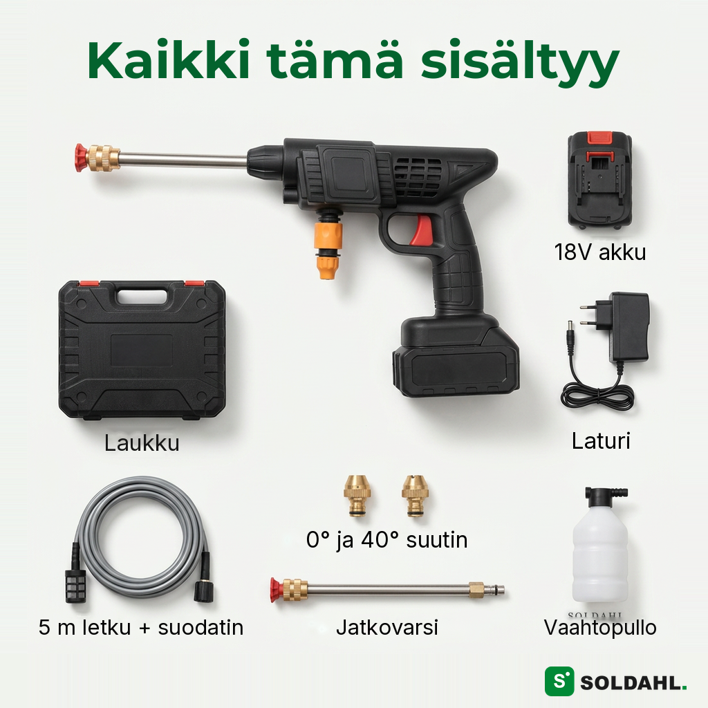 Kova säilytyslaukku tarvikkeineen