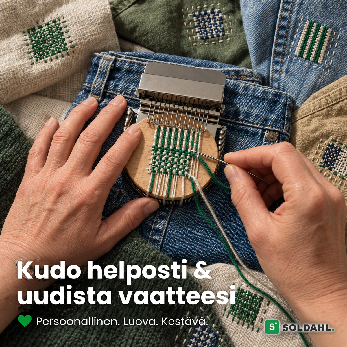 Minikangaspuulla korjatut lempivaatteet denimistä ja pellavasta