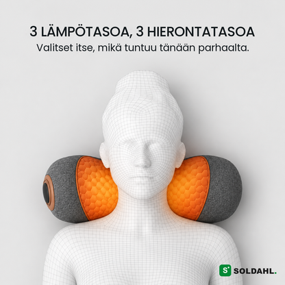Soldahl® Nackvila, kolme lämpötasoa ja kolme hierontatasoa