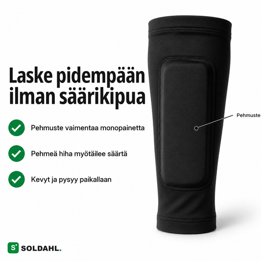 Laske pidempään ilman säärikipua, musta Pjäxro ja vaimentava pehmuste