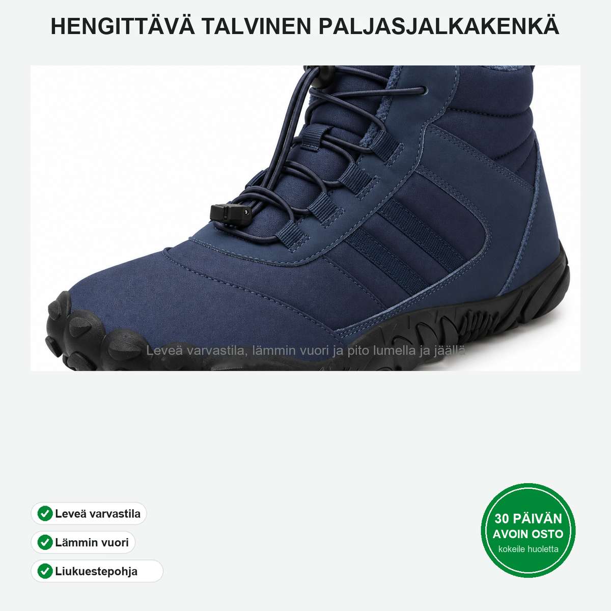 Soldahl Barsteg talvinen paljasjalkakenkä