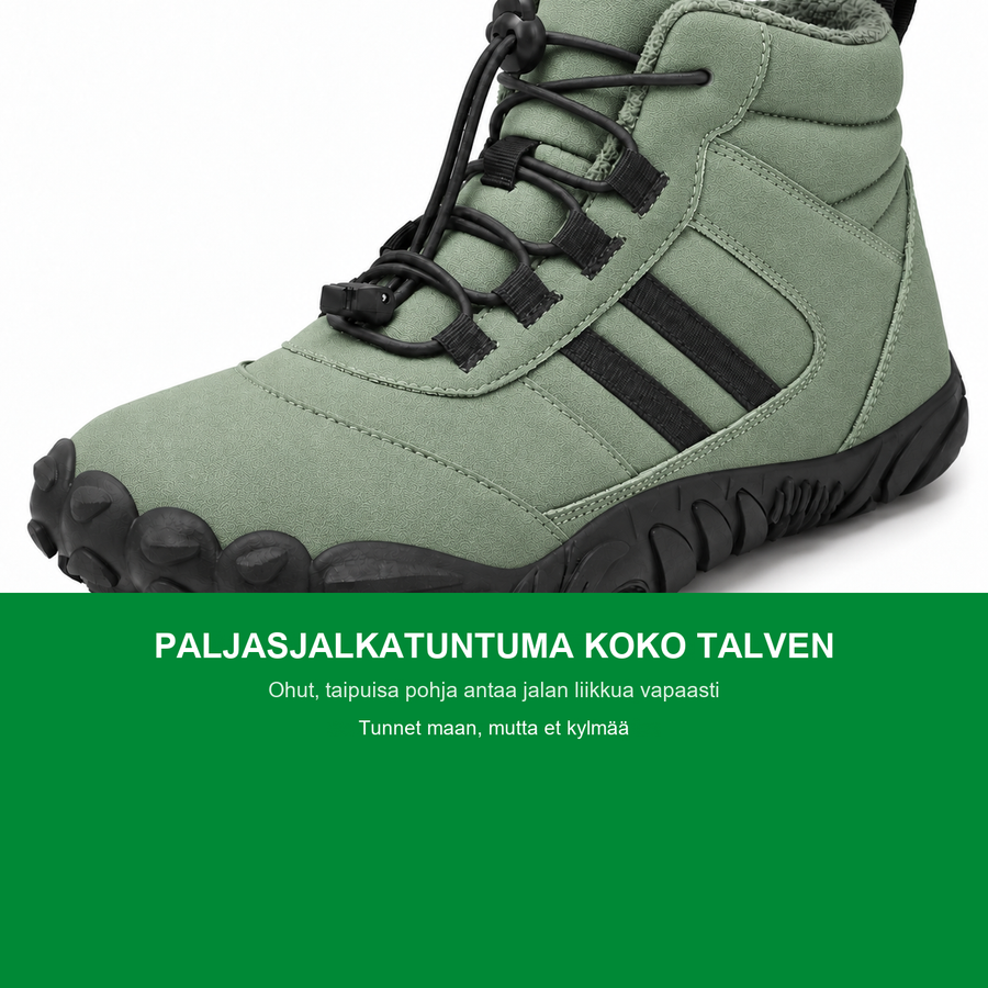 Tavalliset talvikengät puristavat jalan kasaan. Tämä antaa sen hengittää.
