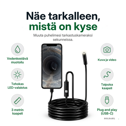 Näe tarkalleen, mistä on kyse, vedenkestävä, LED, plug and play