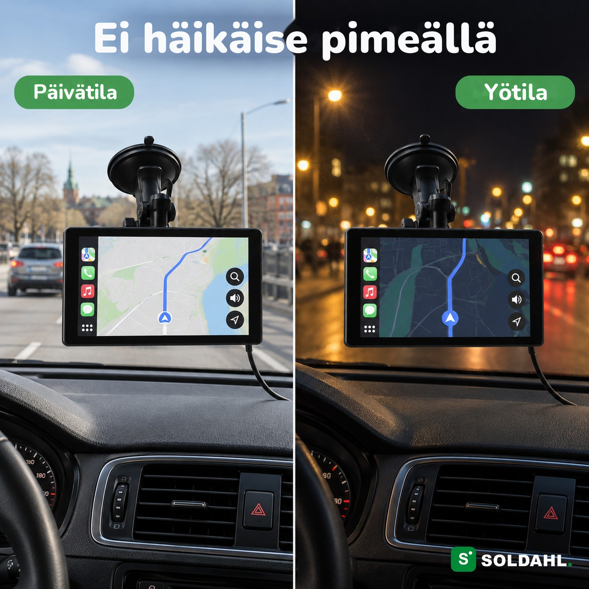 Vägro päivätilassa ja yötilassa, näyttö ei häikäise pimeällä