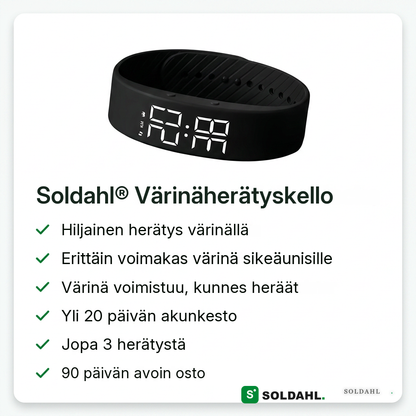 Soldahl värinäherätyskellon ominaisuudet
