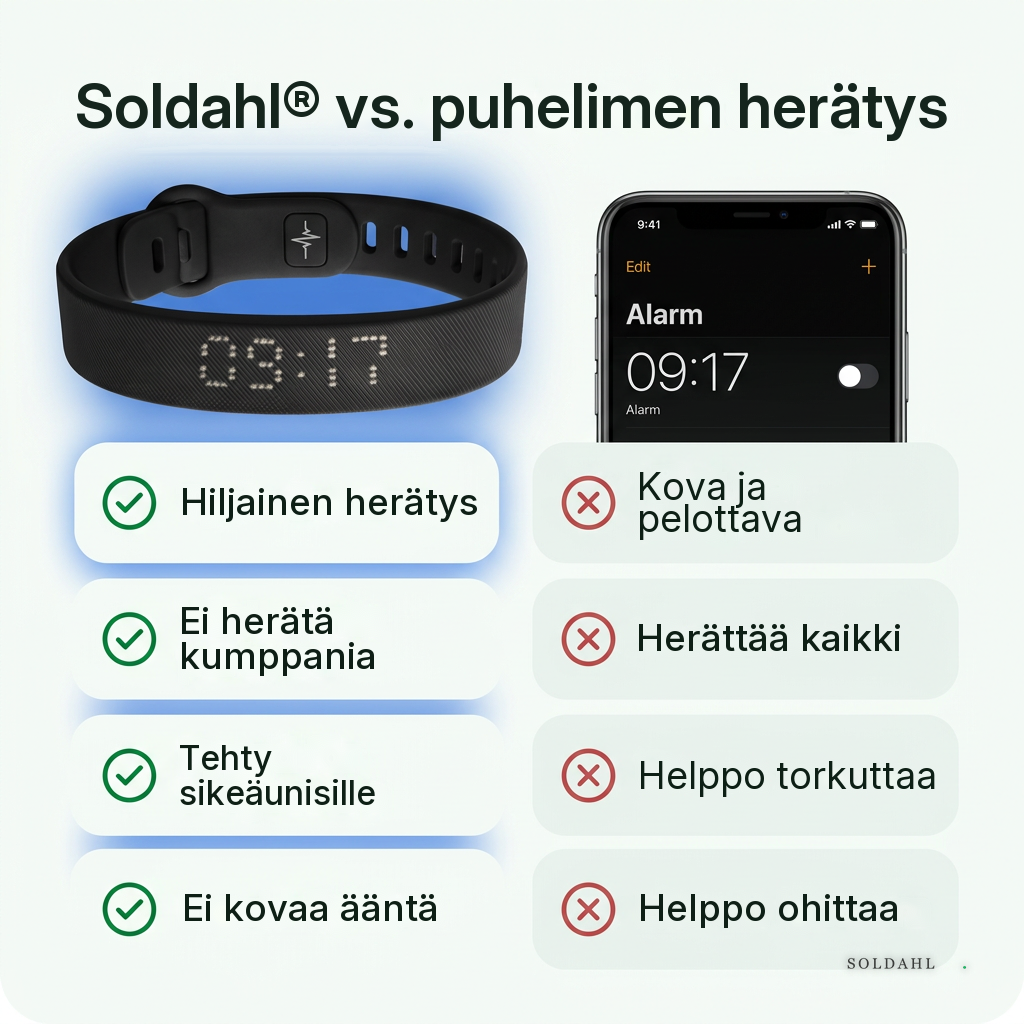 Soldahl herätyskello vs. tavallinen puhelimen herätys