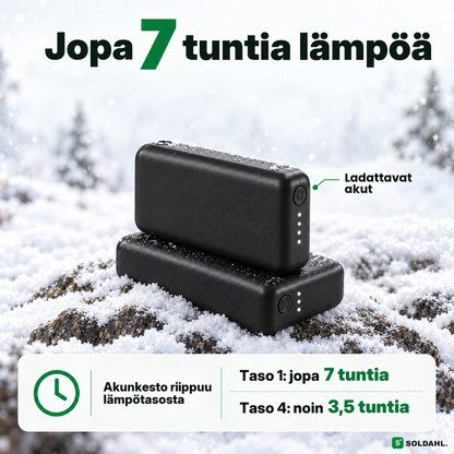 Akunkesto jopa 7 tuntia alimmalla lämpötasolla