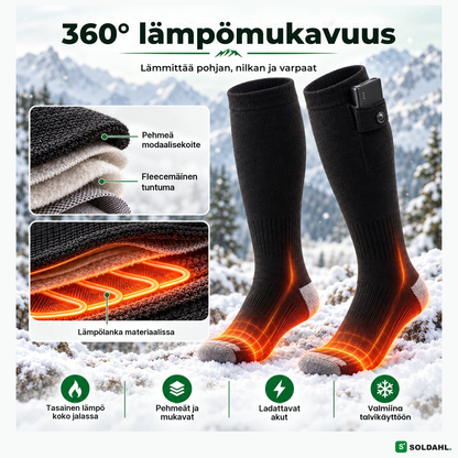 Lämpölanka pehmeässä materiaalissa koko jalan alla