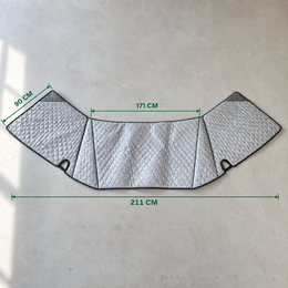 Soldahl® Rutvakt ulkopuolinen lämpösuoja matkailuautoon 211 x 171 cm | tuulilasi ja molemmat sivuikkunat, 90 cm sivuliepeet